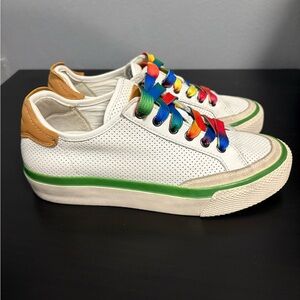 Rag & Bone Army Low Platform White Perforated Leather Sneakers. Size 6